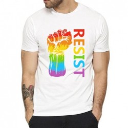 T-shirt Resist Rainbow Blanc