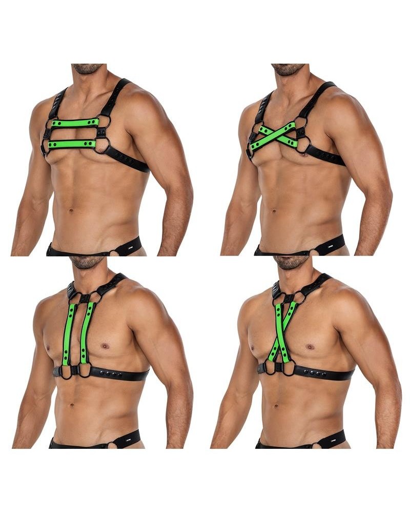 h4rness06 chest harness 4way blazing green one size