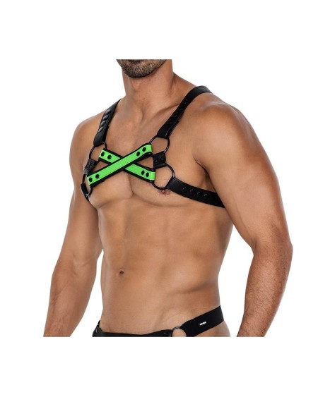h4rness06 chest harness 4way blazing green one size