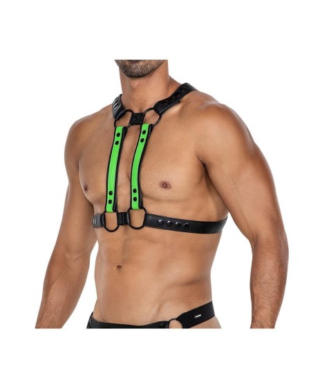h4rness06 chest harness 4way blazing green one size