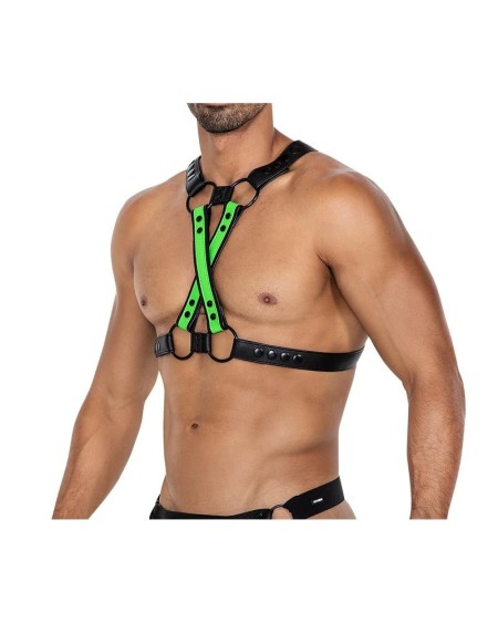 h4rness06 chest harness 4way blazing green one size