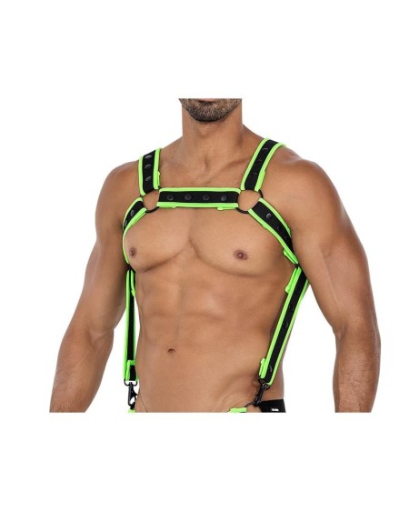 h4rness05 chest harness neon green one size