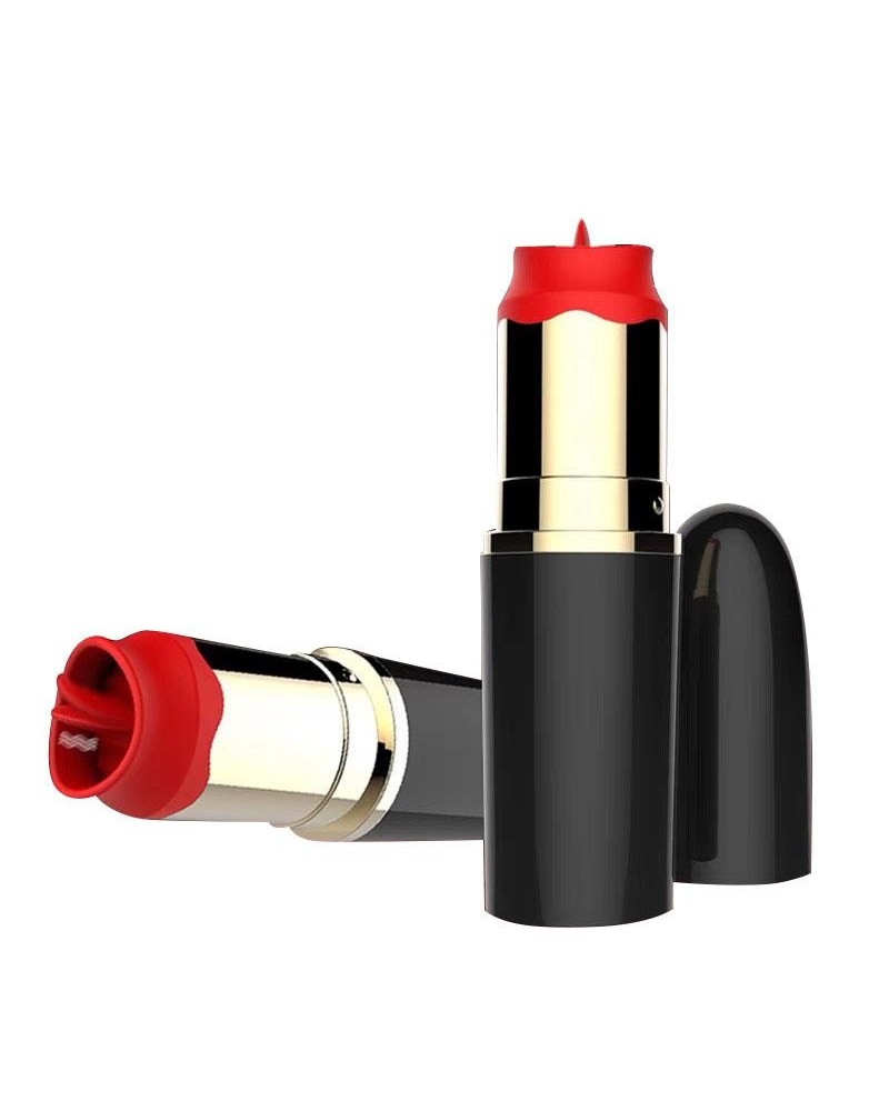 lipstick vibrator with stimulating tongue usb noir
