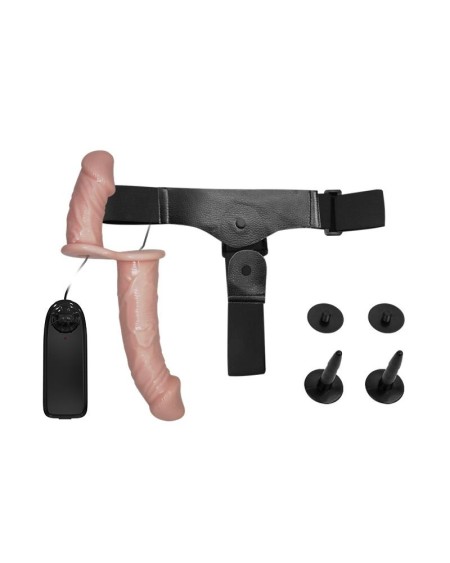 strap-on with double dildo with vibration chair