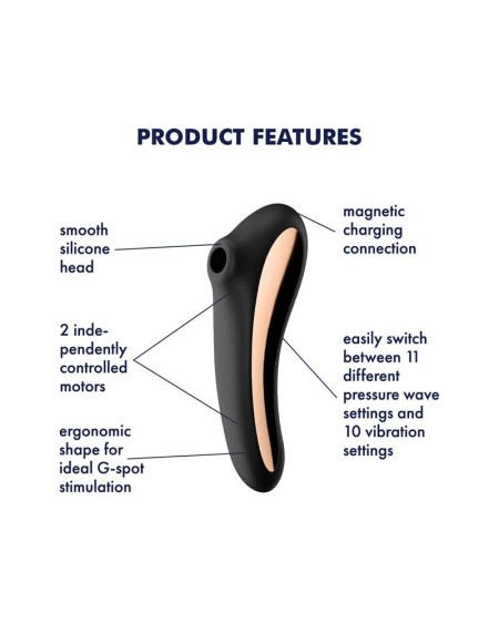 dual kiss clitoris sucker and vibe 2 in 1 noir