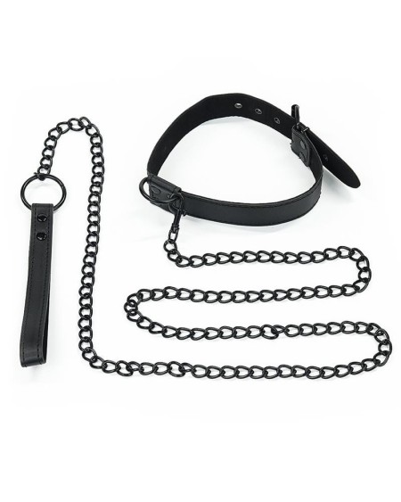 collar with leash noir matt