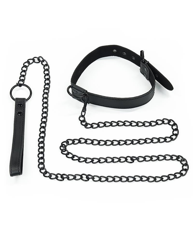 collar with leash noir matt