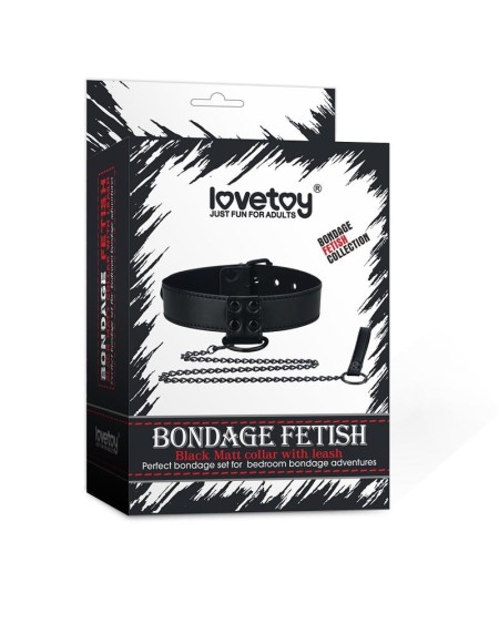 collar with leash noir matt