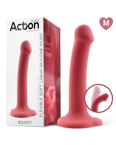 bouncy liquid silicone dildo hiper flexible 7 - 18 cm size m burgundy