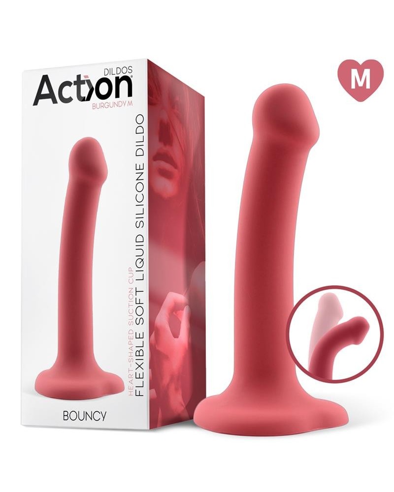 bouncy liquid silicone dildo hiper flexible 7 - 18 cm size m burgundy