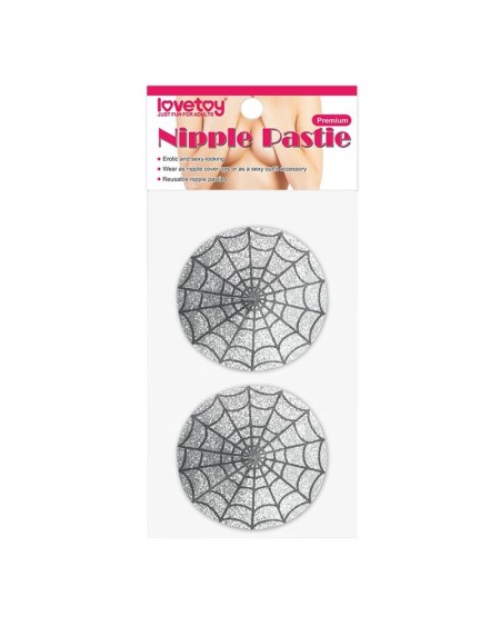 nipple covers reusable spider pattern silver