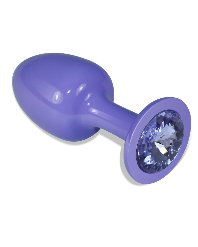 metal butt plug violet rosebud with blue jewel