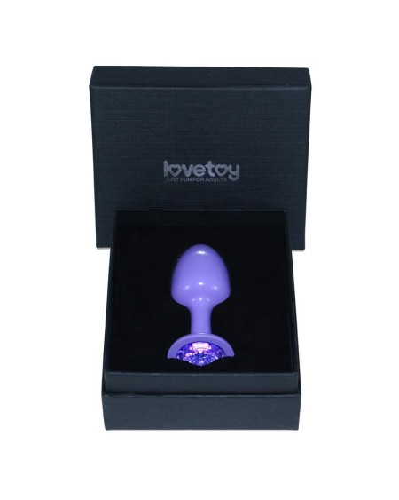 metal butt plug violet rosebud with blue jewel