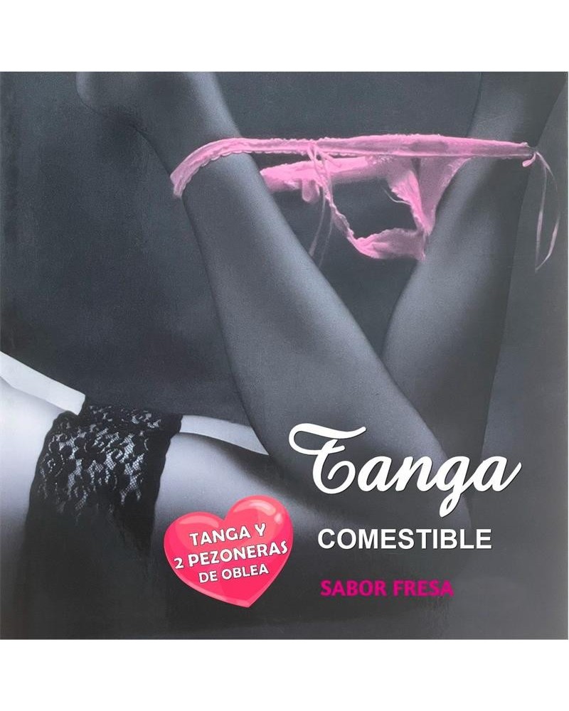 wafer thong and two strawberry flavored nipple covers