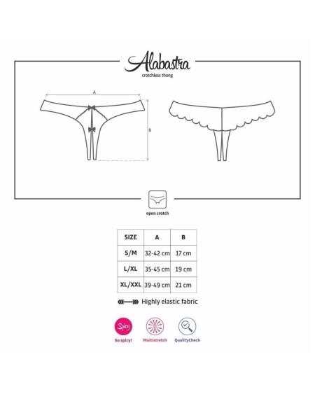 alabastra crotchless thong white