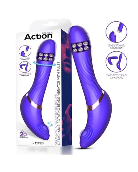 rayden detachable rotating beads vibrator with pulsation two positions