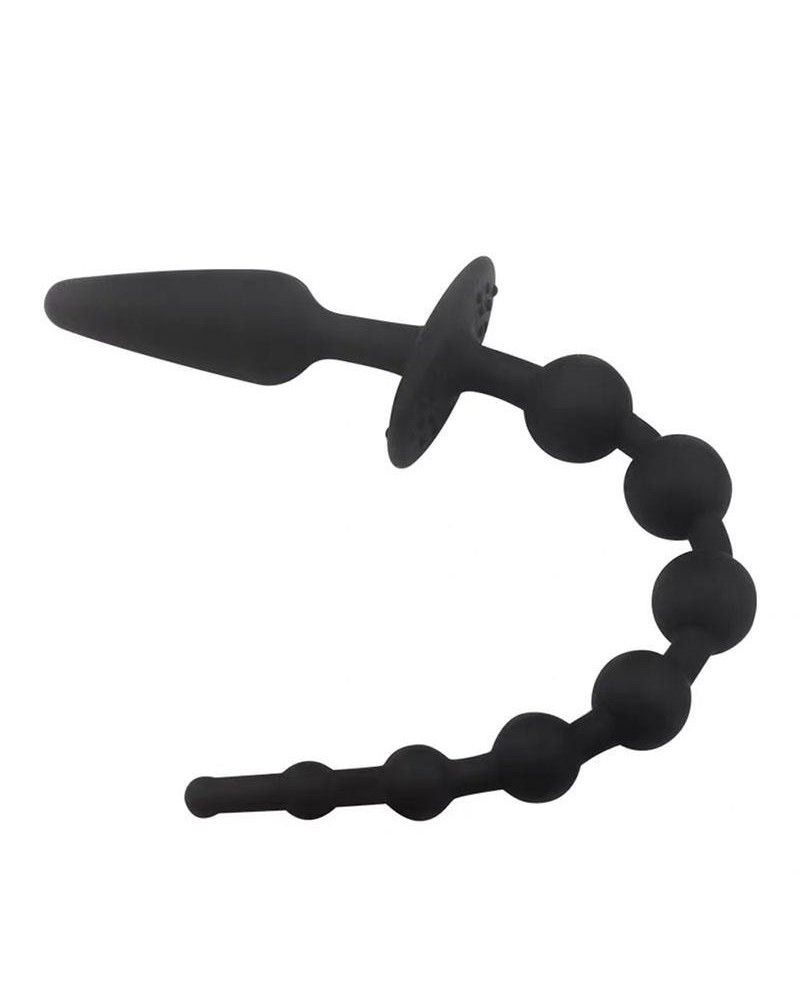butt plug and anal chain silicone noir