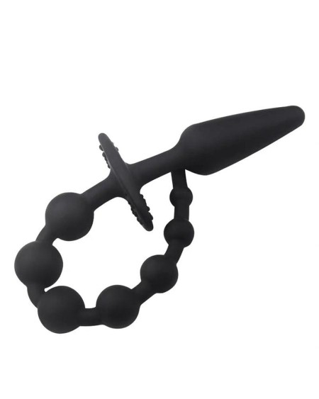 butt plug and anal chain silicone noir
