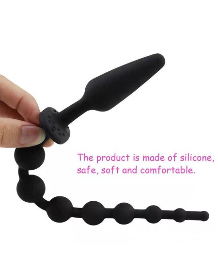 butt plug and anal chain silicone noir
