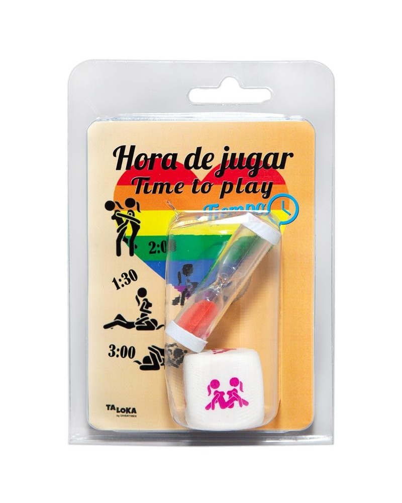 posture dice set and an hourglass