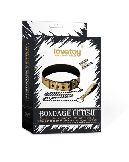 collar with leash bondage gold