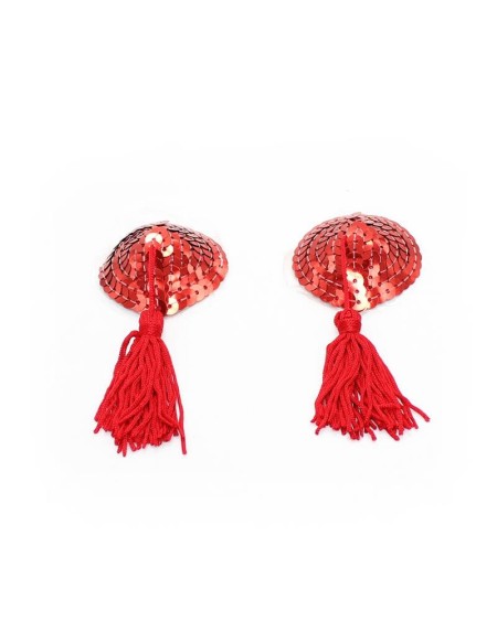 heart sequin nipple cover with tassel red