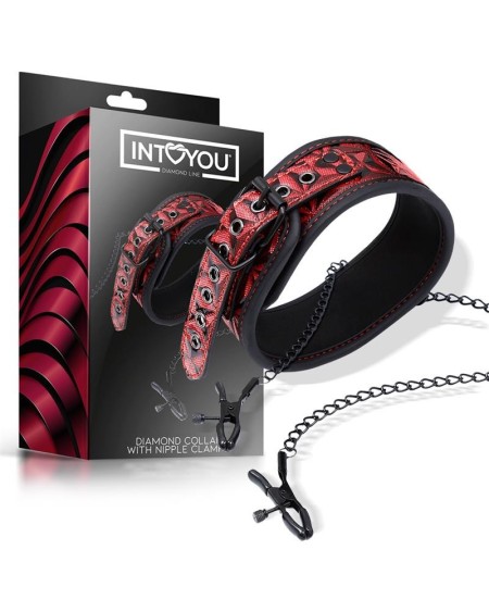 llar with nipple clamps diamond vegan leather