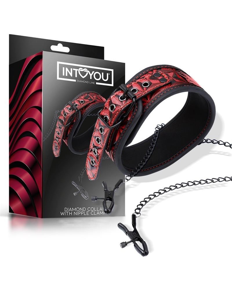 llar with nipple clamps diamond vegan leather