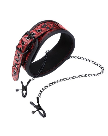 llar with nipple clamps diamond vegan leather