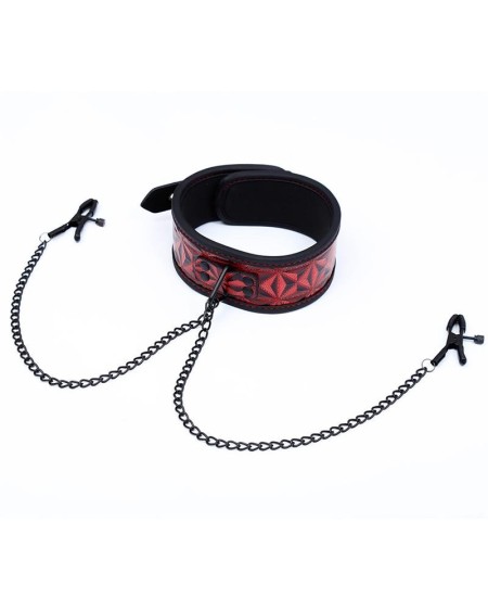 llar with nipple clamps diamond vegan leather