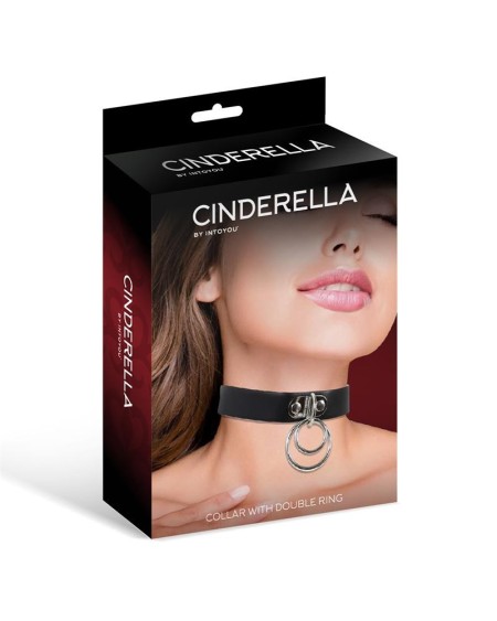 collar with double ring vegan leather one size