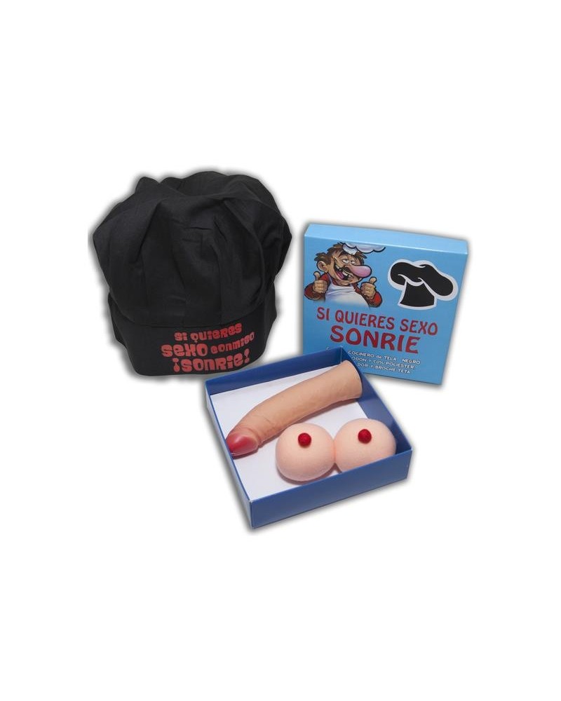 cook hat box set, tit brooch and stimulator