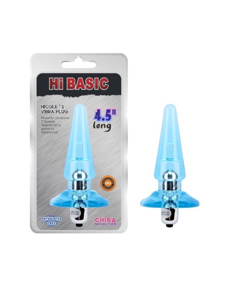 vibrant butt plug nicoles 12.5 x 3.2 cm azul