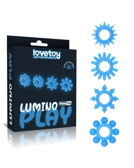 lumino play set 4 penis ring blue light