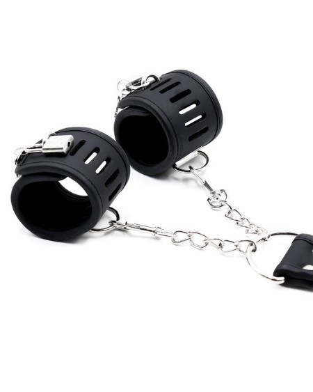 collar with handcuffs set vegan leather