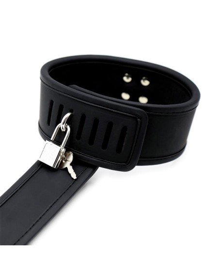 collar with handcuffs set vegan leather