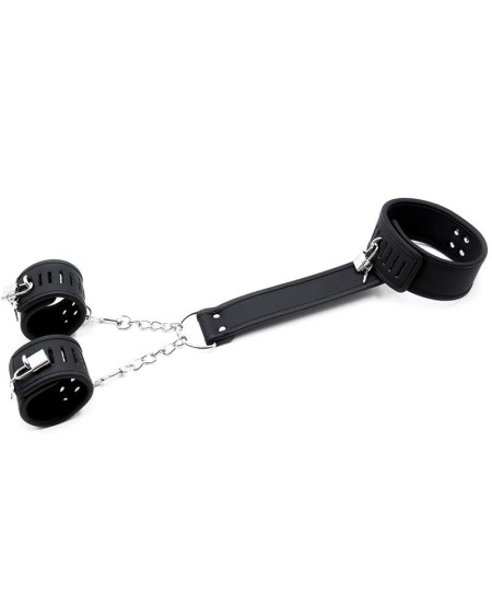 collar with handcuffs set vegan leather