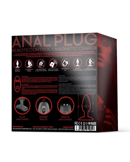 asher butt plug with remote control magnetic usb noir