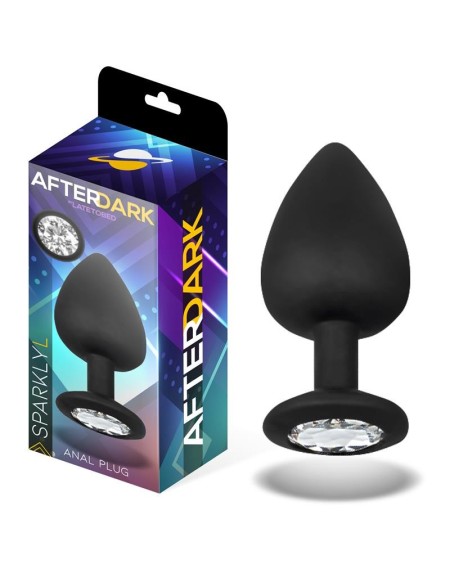 sparkly butt plug with jewel silicone size l 9.5 cm x 4.5 cm