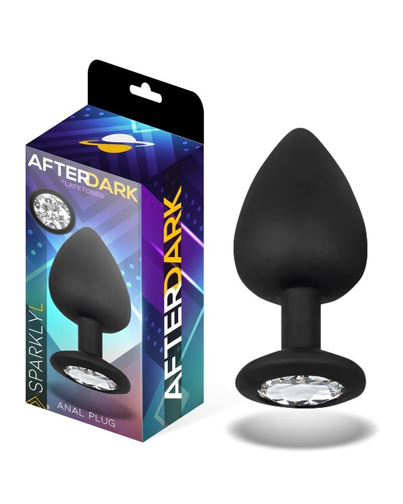 sparkly butt plug with jewel silicone size l 9.5 cm x 4.5 cm