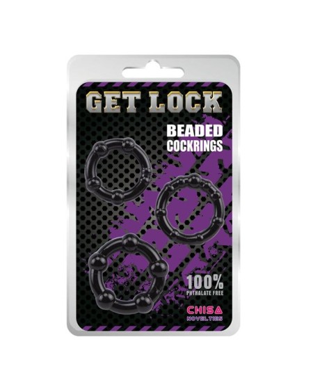 beaded cock rings-black