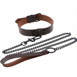 Collier-Laisse punk Marron