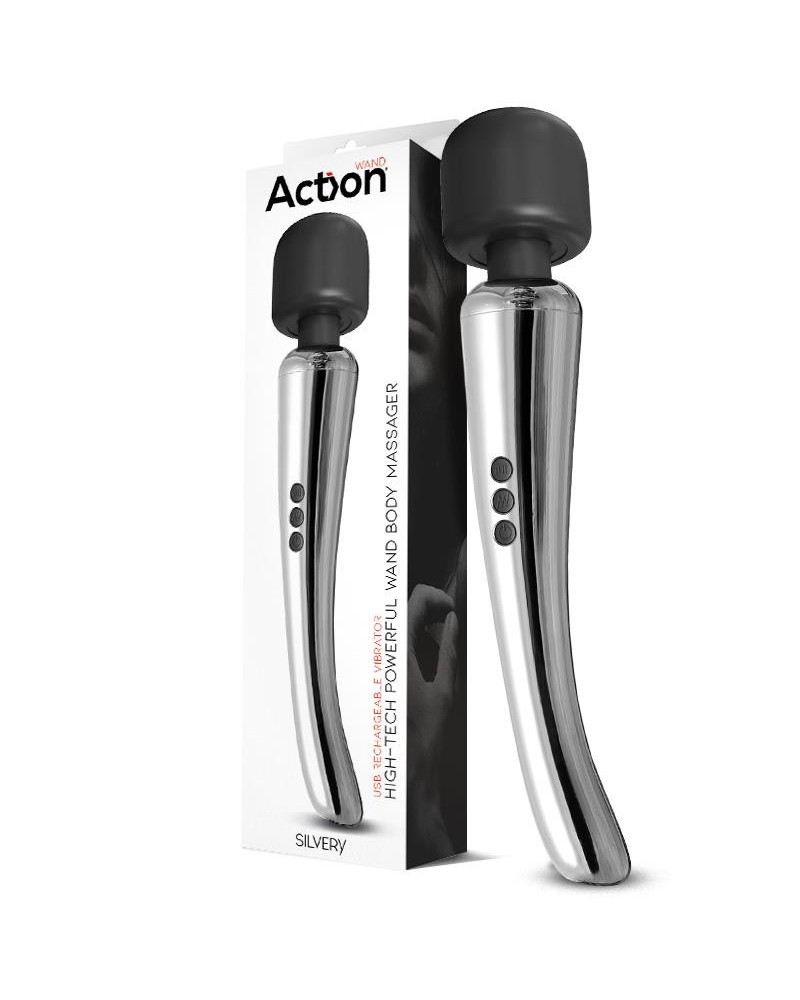 silvery high-tech wand super powerful wireless usb chrome silicone