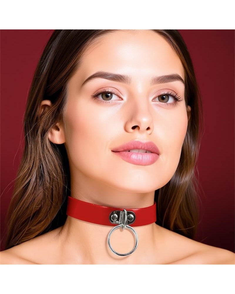 collar with ring vegan leather one size