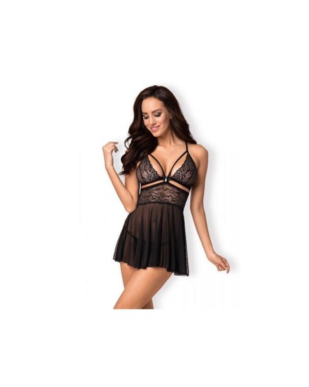 babydoll and thong set noir