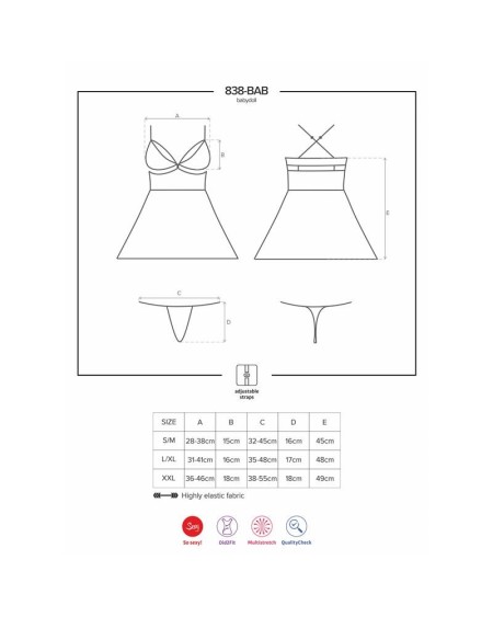 babydoll and thong set noir