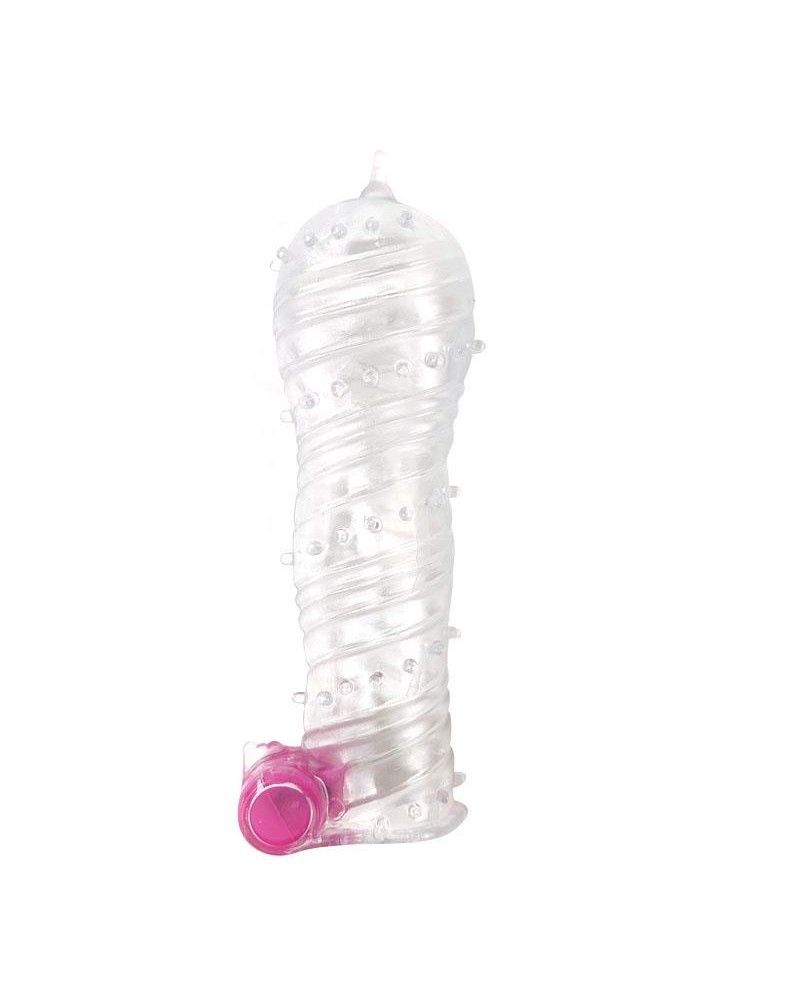 textured penis sleeve with vibration bullet clear