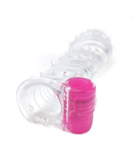 textured penis sleeve with vibration bullet clear