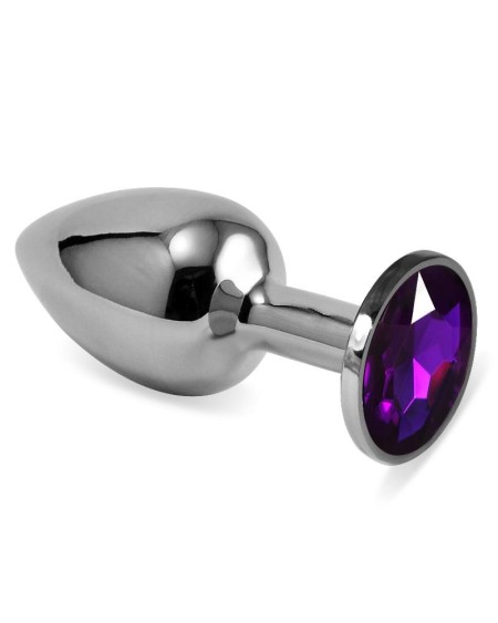 butt plug silver rosebud classic with violet jewel size s