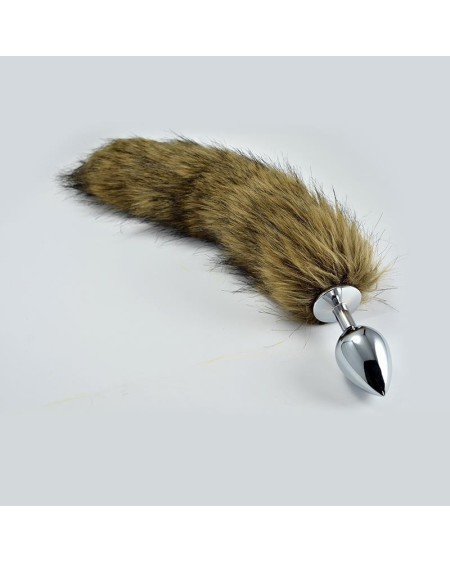 metal butt plug with brown fox tail size l